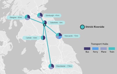 Map showing airport access